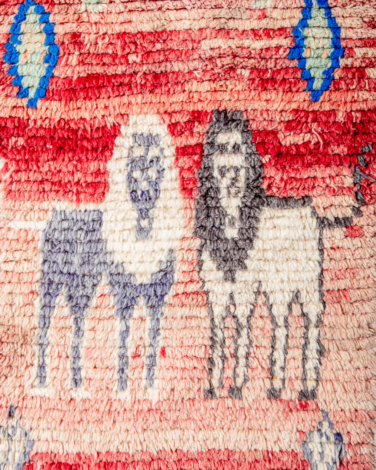 Modern, designer, handcrafted Berber runner rug from Morocco. Vintage carpet with beautiful colours and patterns and fluffy texture.